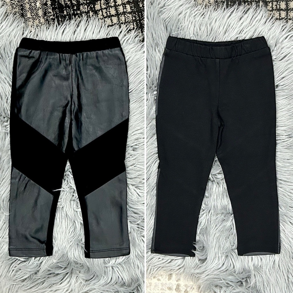Kinderkind Black Faux Leather Pull‎ On Leggings Girls Size 2T NEW